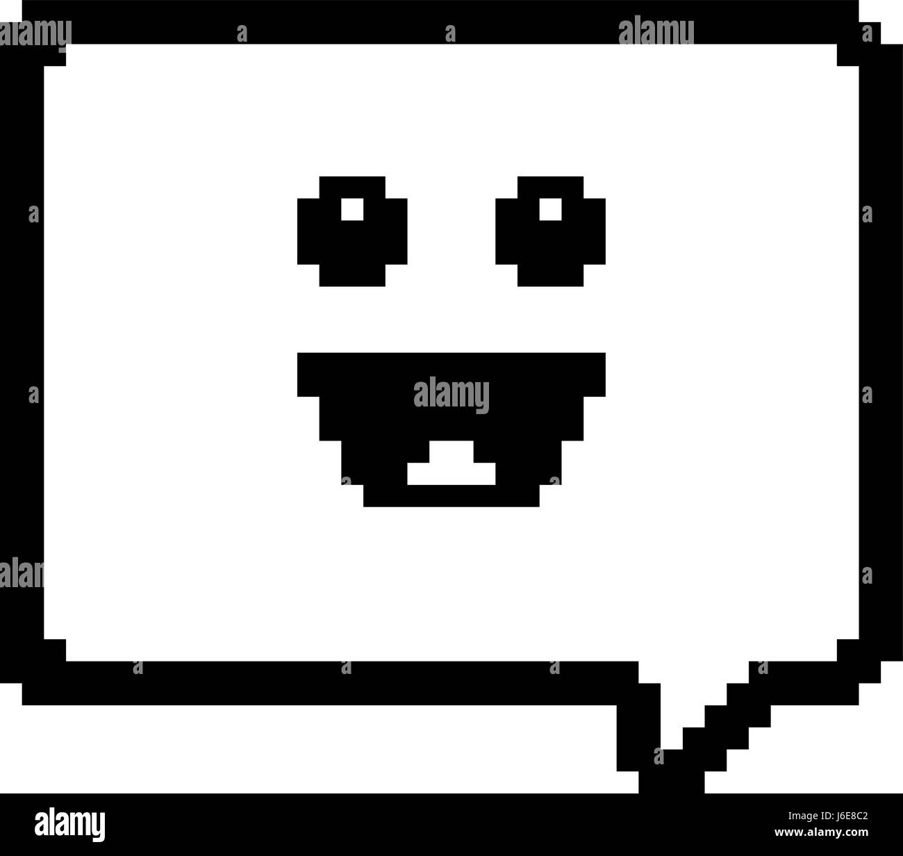 Una illustrazione di un palloncino di parola sorridente in 8 bit di stile cartoon. Illustrazione Vettoriale