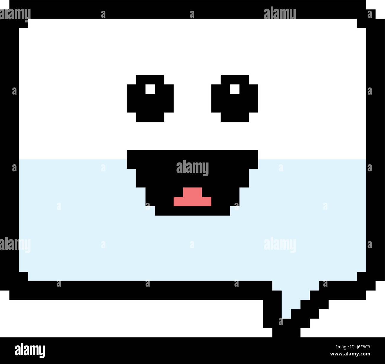 Una illustrazione di un palloncino di parola sorridente in 8 bit di stile cartoon. Illustrazione Vettoriale