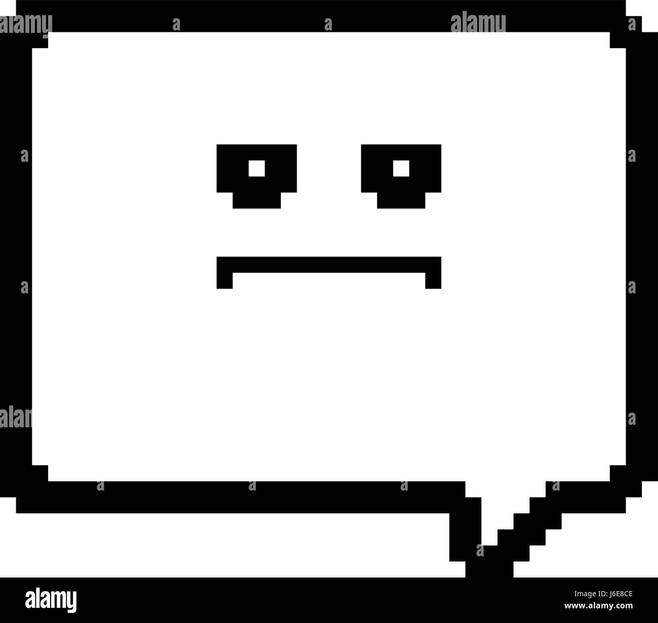 Una illustrazione di un palloncino di parola cercando grave in un 8 bit di stile cartoon. Illustrazione Vettoriale