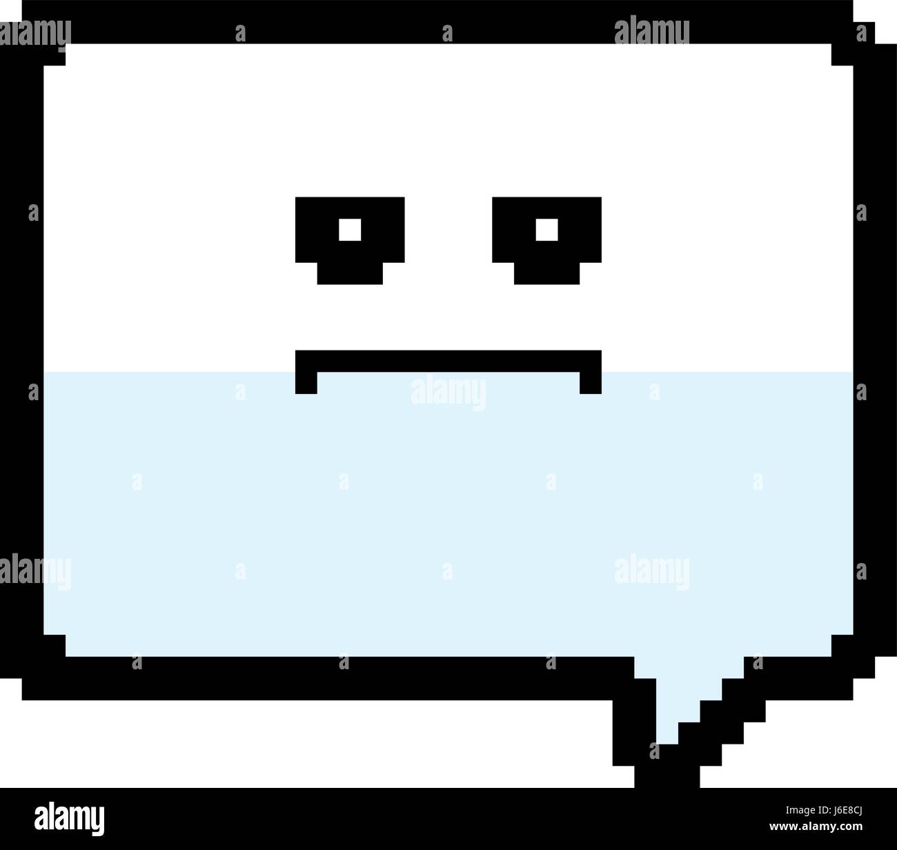 Una illustrazione di un palloncino di parola cercando grave in un 8 bit di stile cartoon. Illustrazione Vettoriale