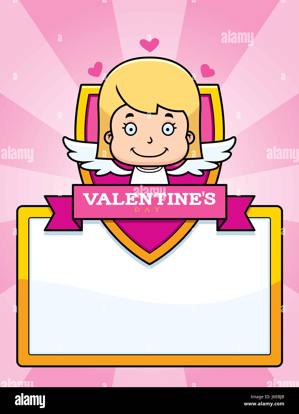Un cartoon illustrazione di una piccola ragazza cupido in un giorno di San Valentino grafica a tema. Illustrazione Vettoriale