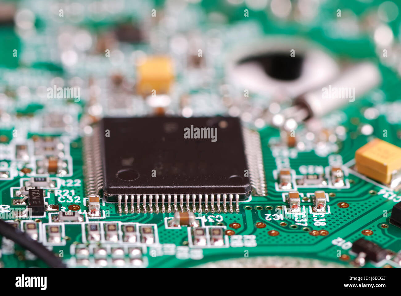 Tecnologia elettronica chip backplane macro close-up di ammissione macro close up Foto Stock