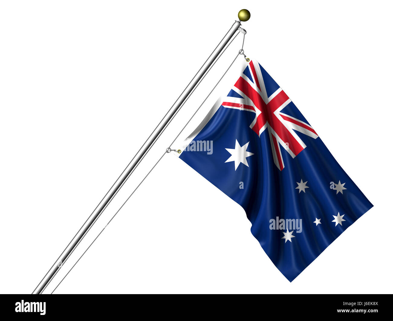 Isolato in australia bandiera pole Oceania australiana isolato colore bandiera australia Foto Stock