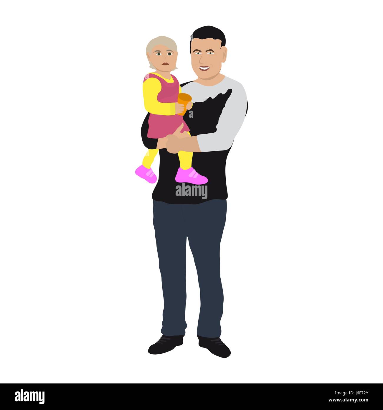 Papà con un bambino piccolo. Illustrazione Vettoriale