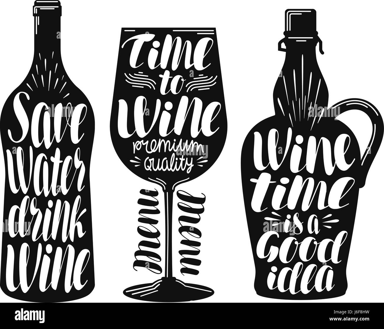 Vino Cantina, set di etichette. Raccolta di elementi decorativi per menu ristorante o bar, bar. Lettering, calligrafia illustrazione vettoriale Illustrazione Vettoriale