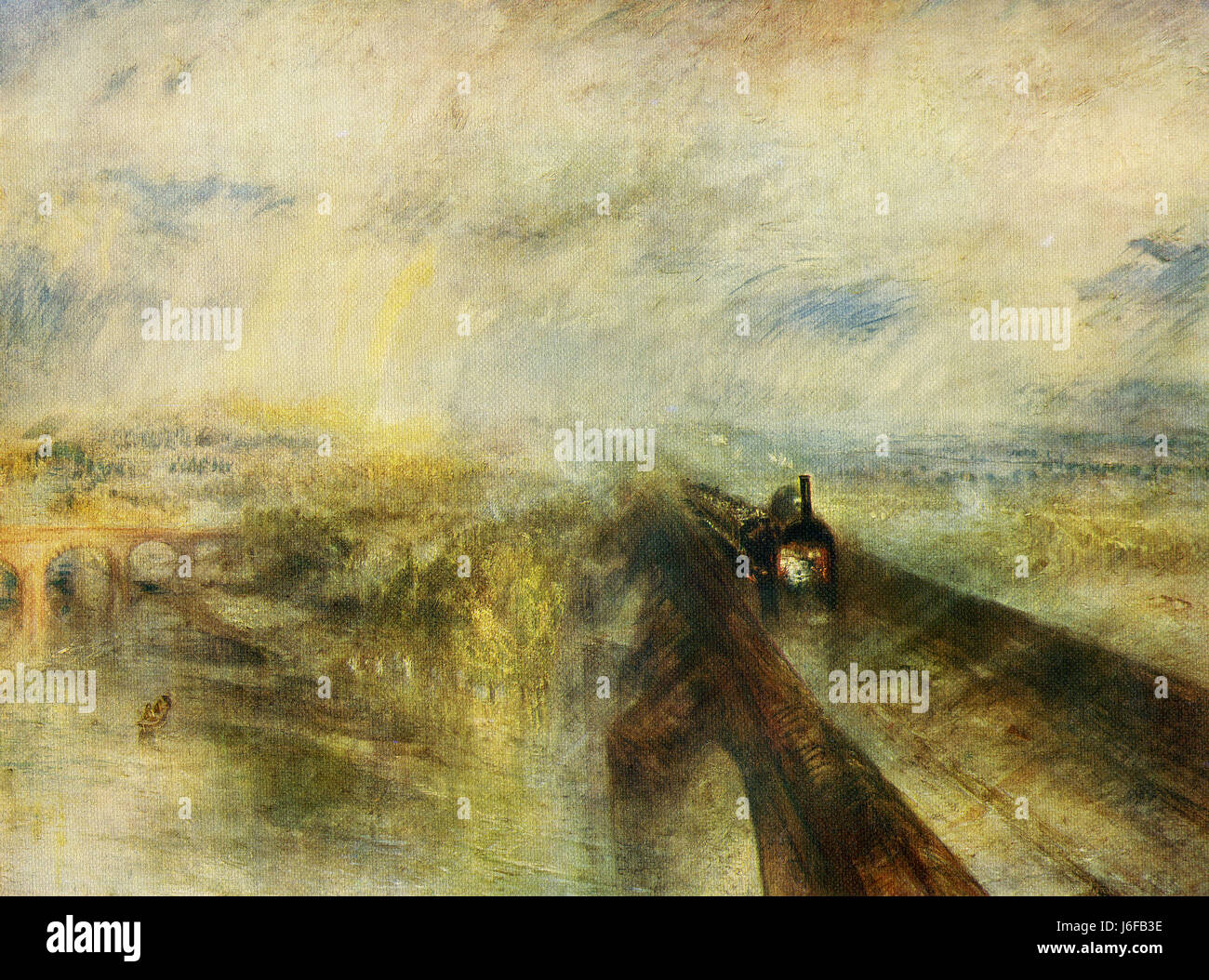 Questo dipinto, intitolato pioggia vapore e velocità, la Great Western  Railway, è stato fatto dagli inglesi Romanticist pittore paesaggista Joseph  Mallord William Turner(1775-1851). Questo dipinto risale alla Turner il  terzo periodo, dal