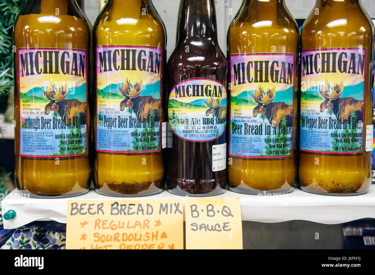 Michigan Upper Peninsula,U.P.,UP,Lake Superior,Munising,Babbo Natale's Workshopping shopper negozi di mercato mercati di mercato di acquisto di vendita,ret Foto Stock