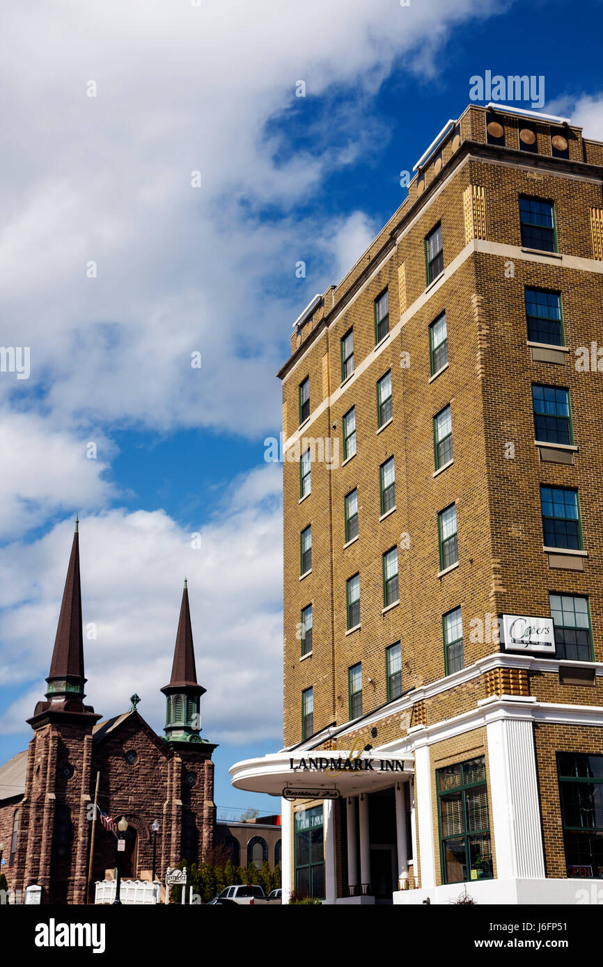 Marquette Michigan Upper Peninsula UP Lake Superior, North Front Street, Landmark Inn, hotel, First United Methodist Church, edificio storico, restauro, Foto Stock