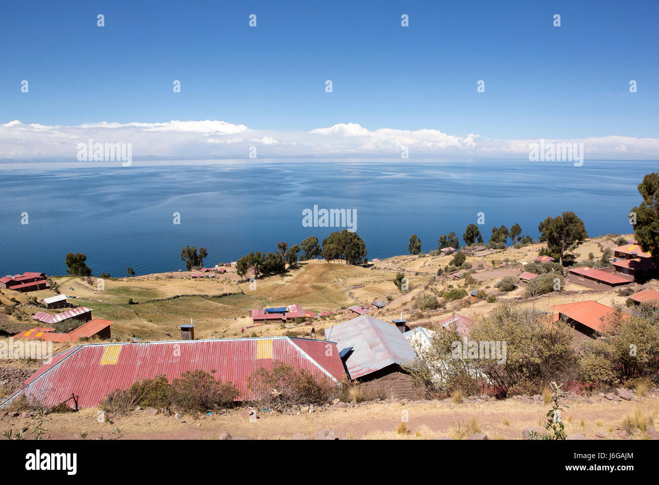 Il Perù, isola di Taquile sul Lago Titicaca Foto Stock