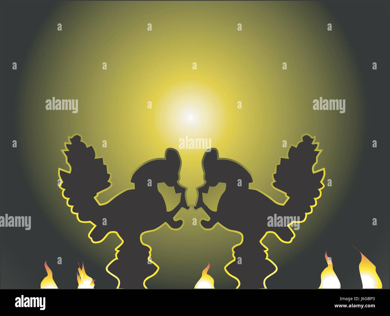 Bird decorazione luce pavone arte grafica notte notturna fiamma illustrazione Foto Stock