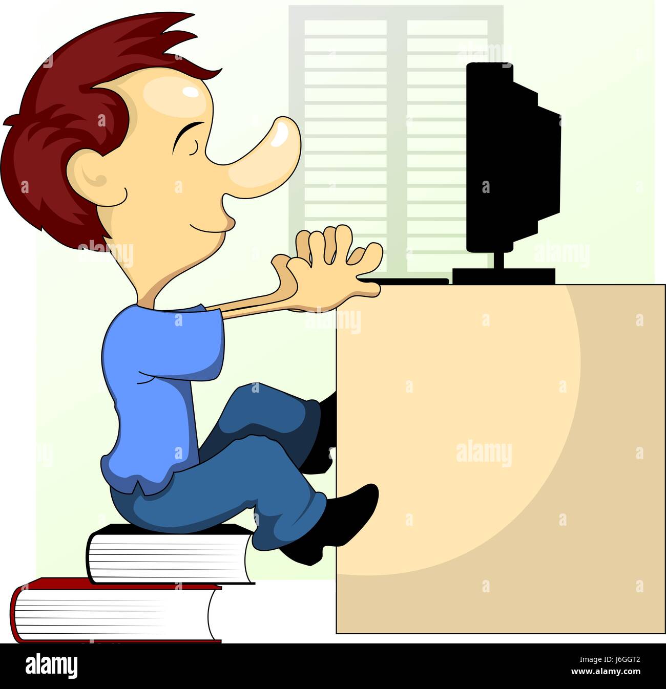 I libri di fumetti personaggio cartoon computer computer uomo tabella colore finestra umorismo Foto Stock