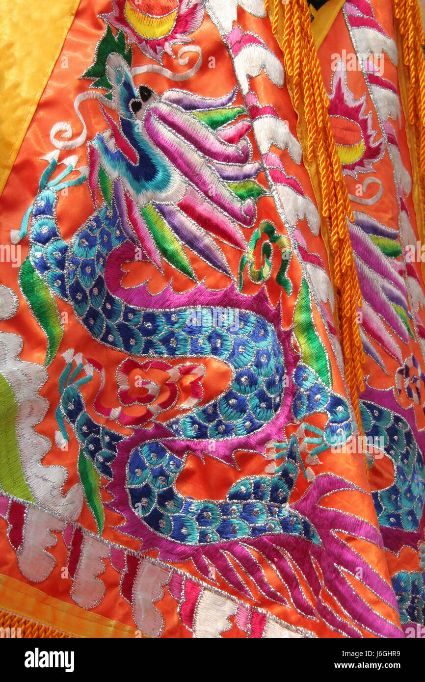 Arte religiosa decorazione drago cinese tessili pattern religione arte religiosa Foto Stock