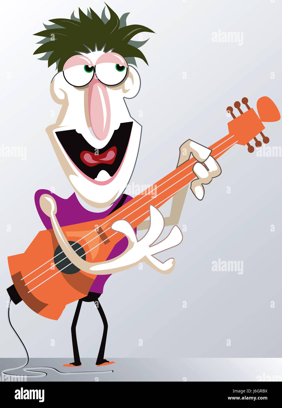 La musica di chitarra di colore cantante personaggio Giocatore uomo concerto comico umorismo graphic Foto Stock