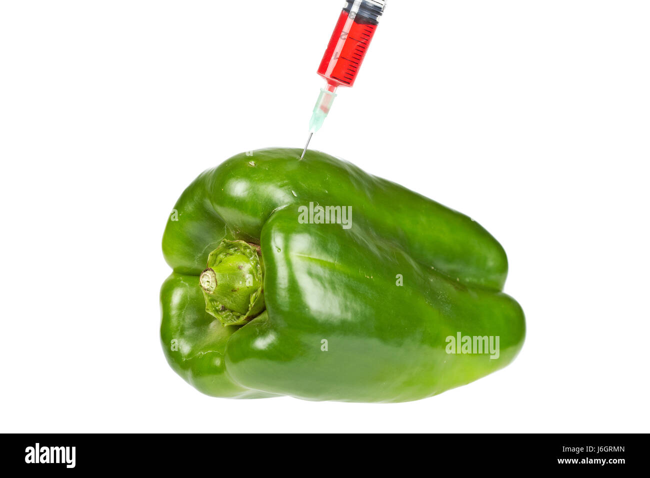 Cibo aliment esperimento liquido rischio modernità moderna scienza frutto di ricerca Foto Stock