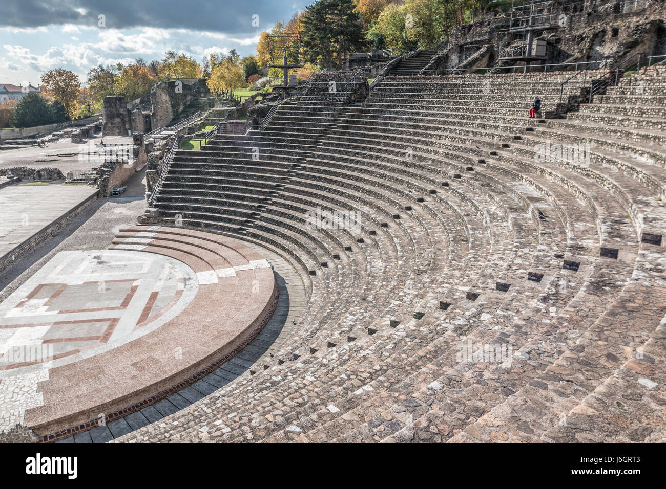Antico anfiteatro rovina a Lione Francia Foto Stock