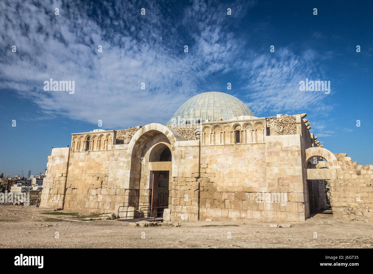 La moschea di ummayad nella cittadella di Amman in Giordania Foto Stock