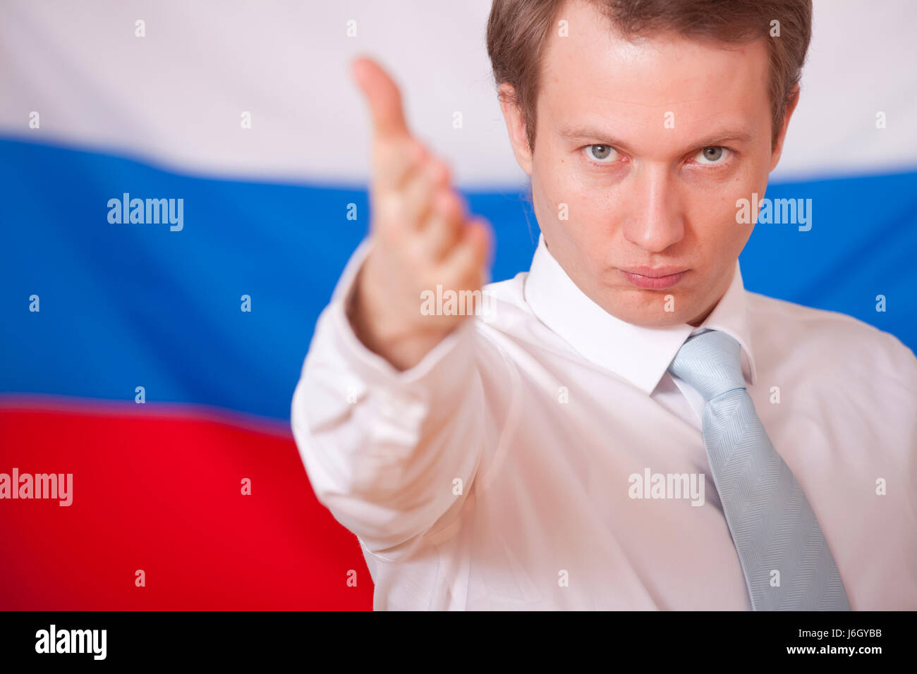 Bandiera business man imprenditore politico russo orgoglio elezione scelta di ricorso Foto Stock
