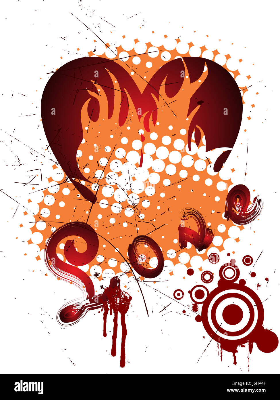 Romantico vintage conflagrazione incendio fiamme fiamma ardente amore in amore è sceso in Foto Stock