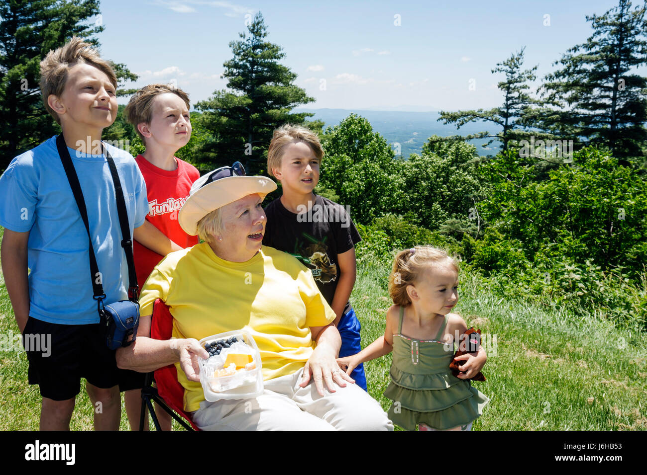 Blue Ridge Parkway Virginia, Appalachian Mountains, Vista Piemonte Overlook, adulti donna donna donne donna donna donna donna donna donna, anziani anziani anziani anziani cittadini anziani penne Foto Stock