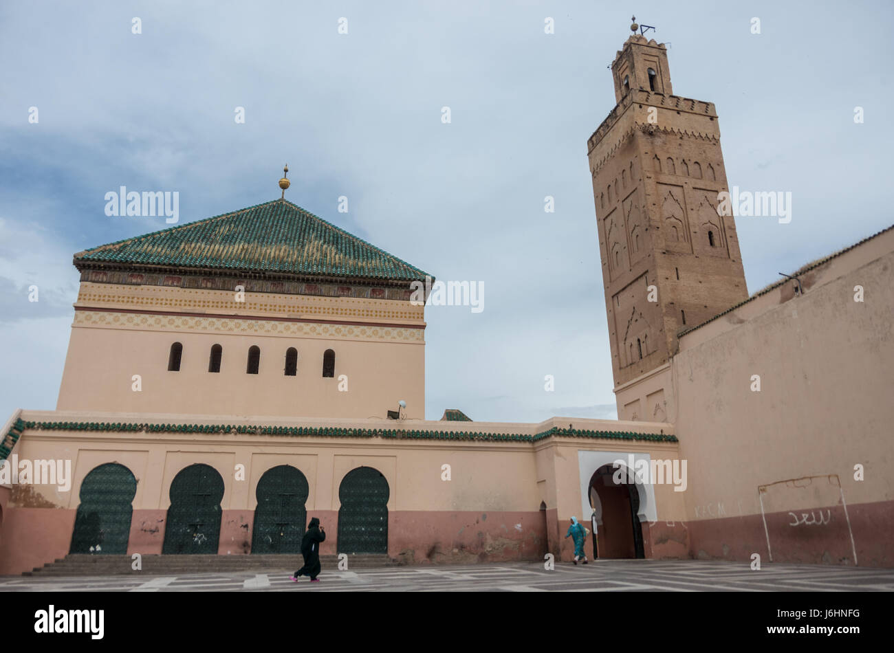 Cortile della moschea Zaouia de Sidi Bel Abbes nella medina di Marrakech, Marocco Foto Stock
