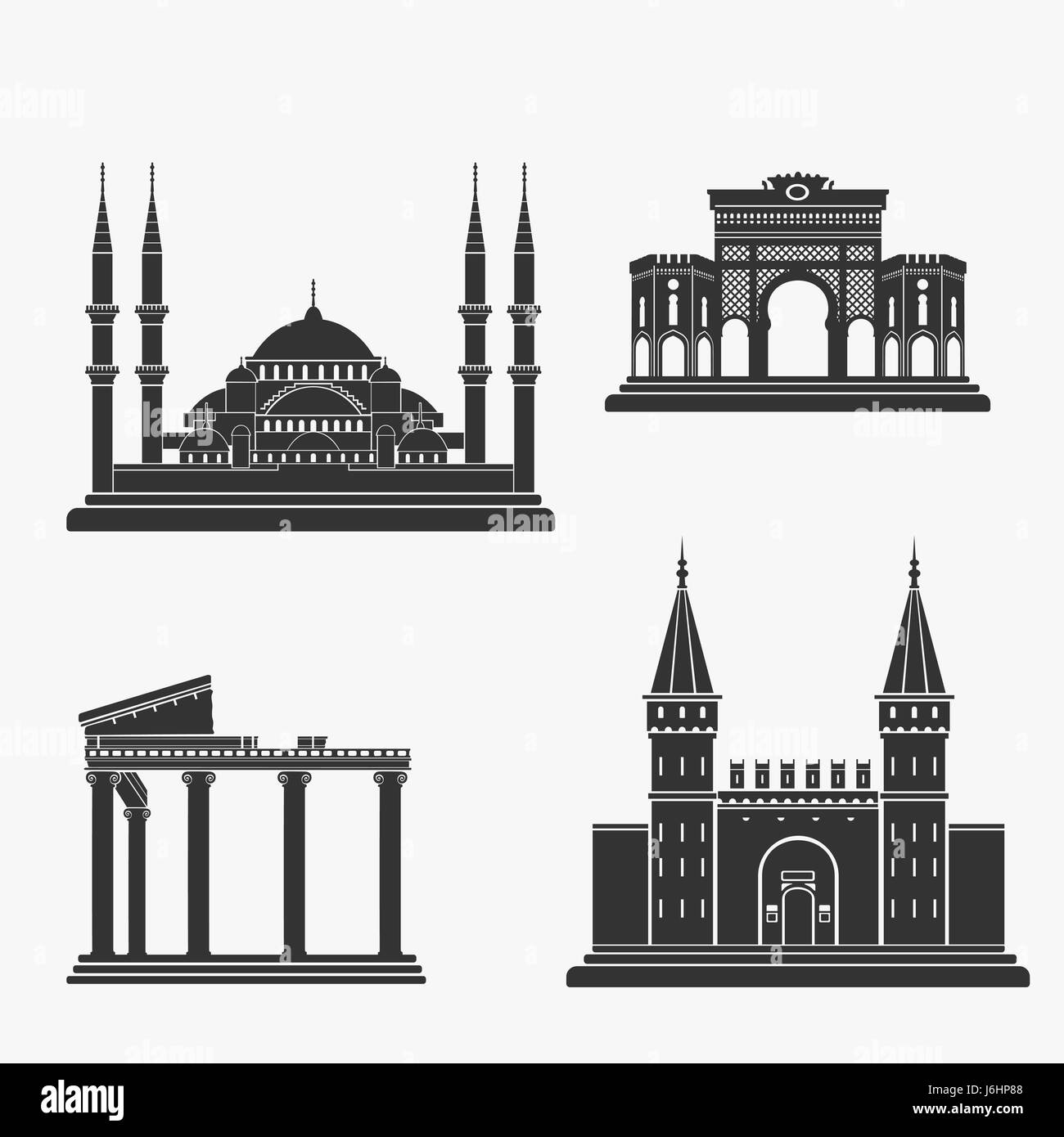La Turchia architettura Silhouette vettoriali Illustrazione Vettoriale