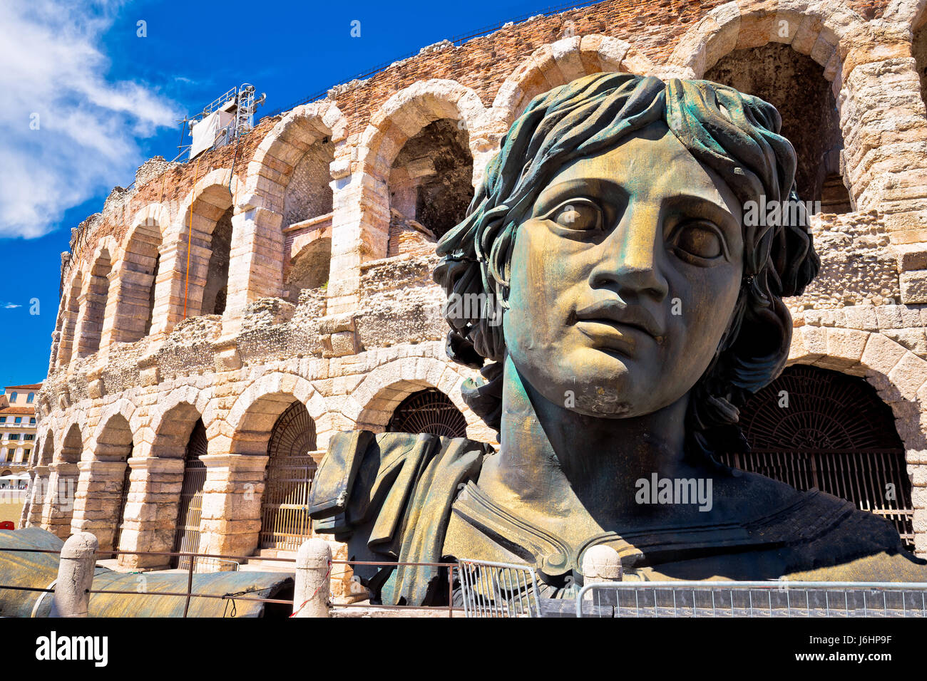 Anfiteatro romano Arena di Verona visualizza, un punto di riferimento nella regione italiana Veneto Foto Stock