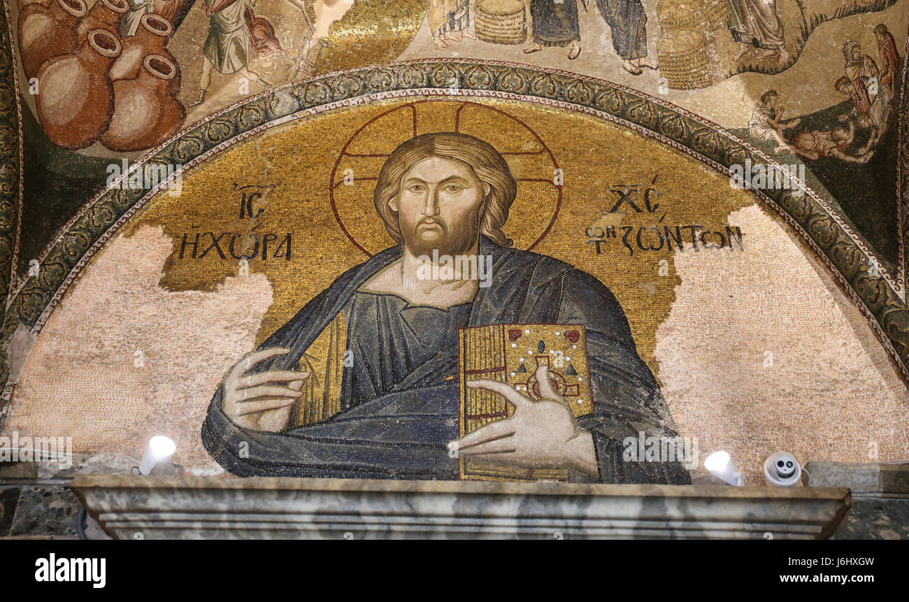 Interno della Chiesa di Chora nella città di Istanbul, Turchia Foto Stock