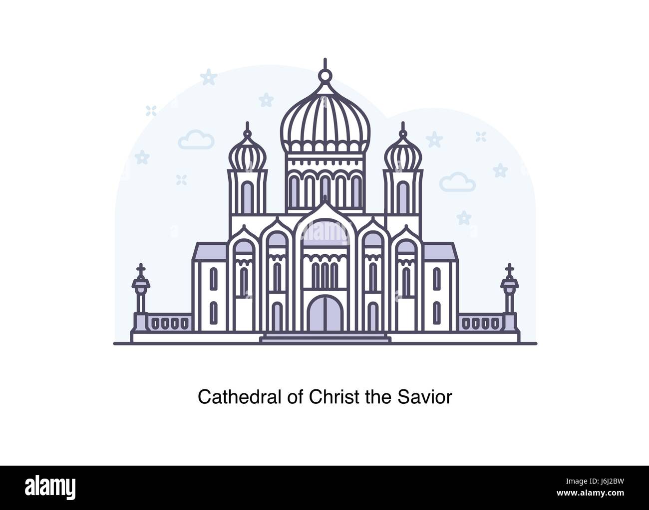 La Cattedrale di Cristo Salvatore di Mosca. Illustrazione della linea. Illustrazione Vettoriale La Cattedrale di Cristo Salvatore di Mosca. Illustrazione della linea. Illustrazione Vettoriale