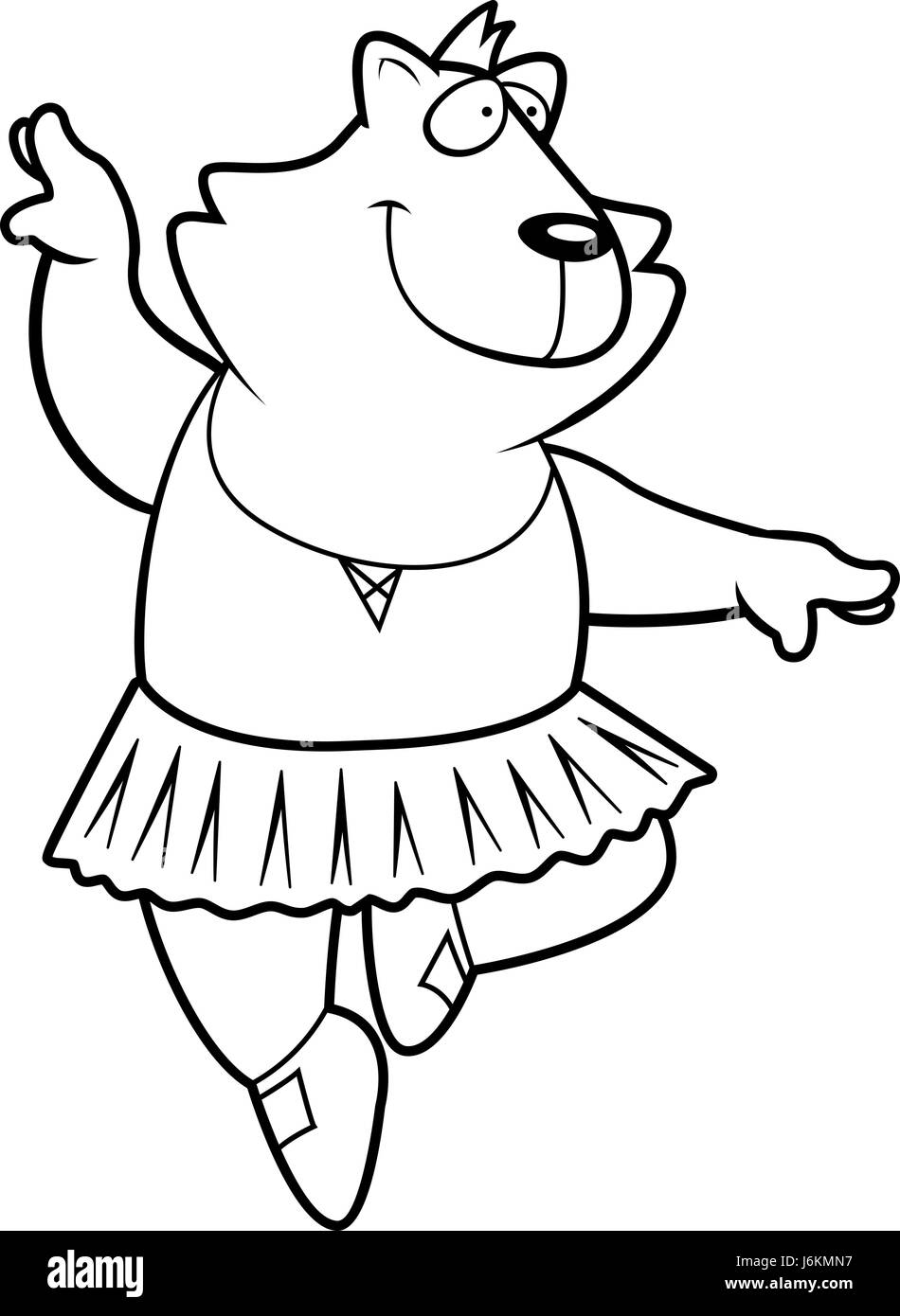 Un felice cartoon cat ballerina in un tutu. Illustrazione Vettoriale