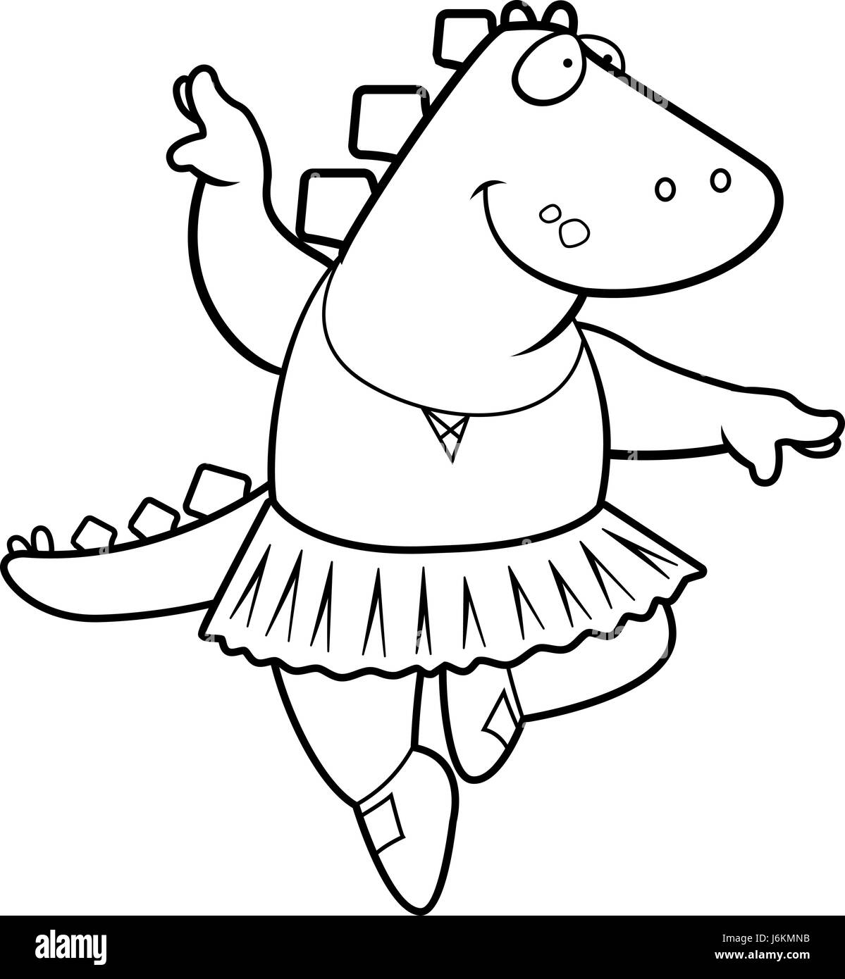 Un felice cartoon dinosaur ballerina con un tutu. Illustrazione Vettoriale