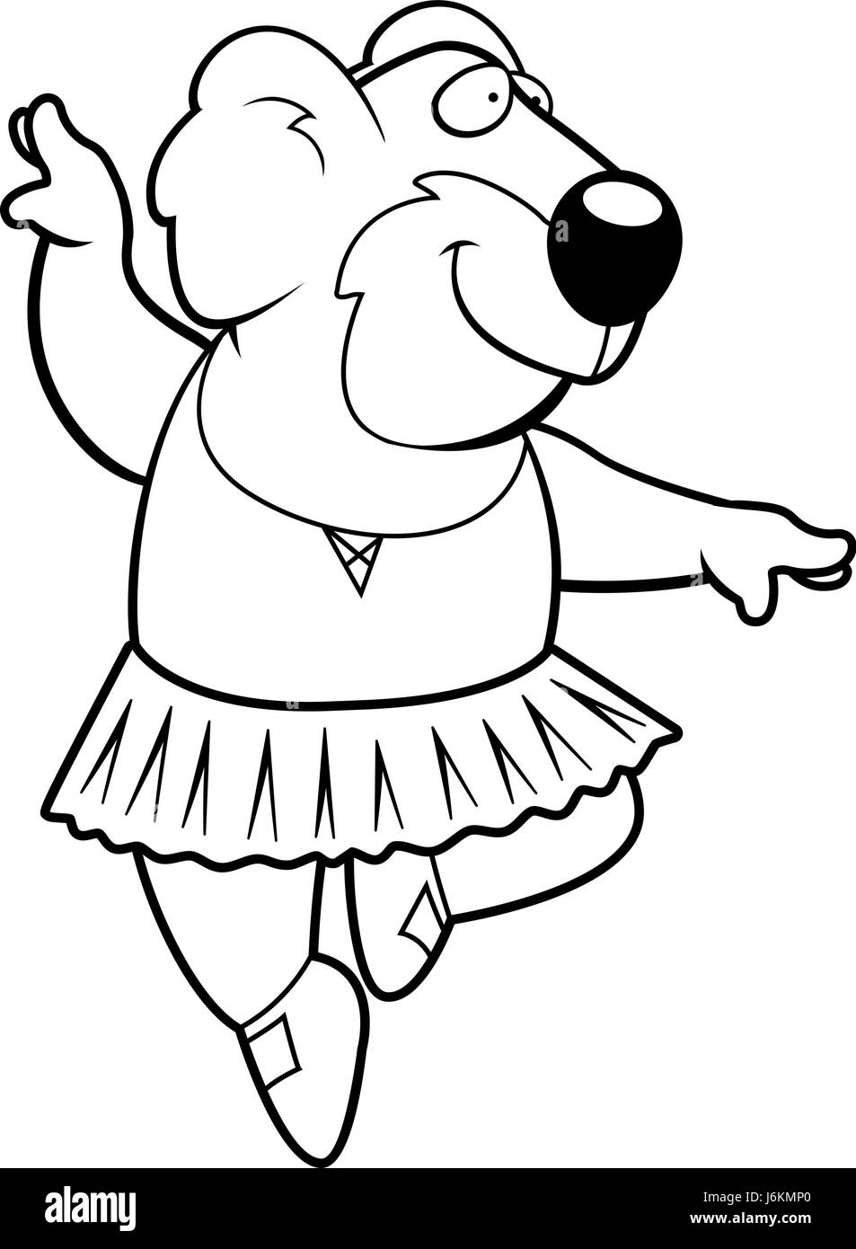 Un felice cartoon koala ballerina in un tutu. Illustrazione Vettoriale