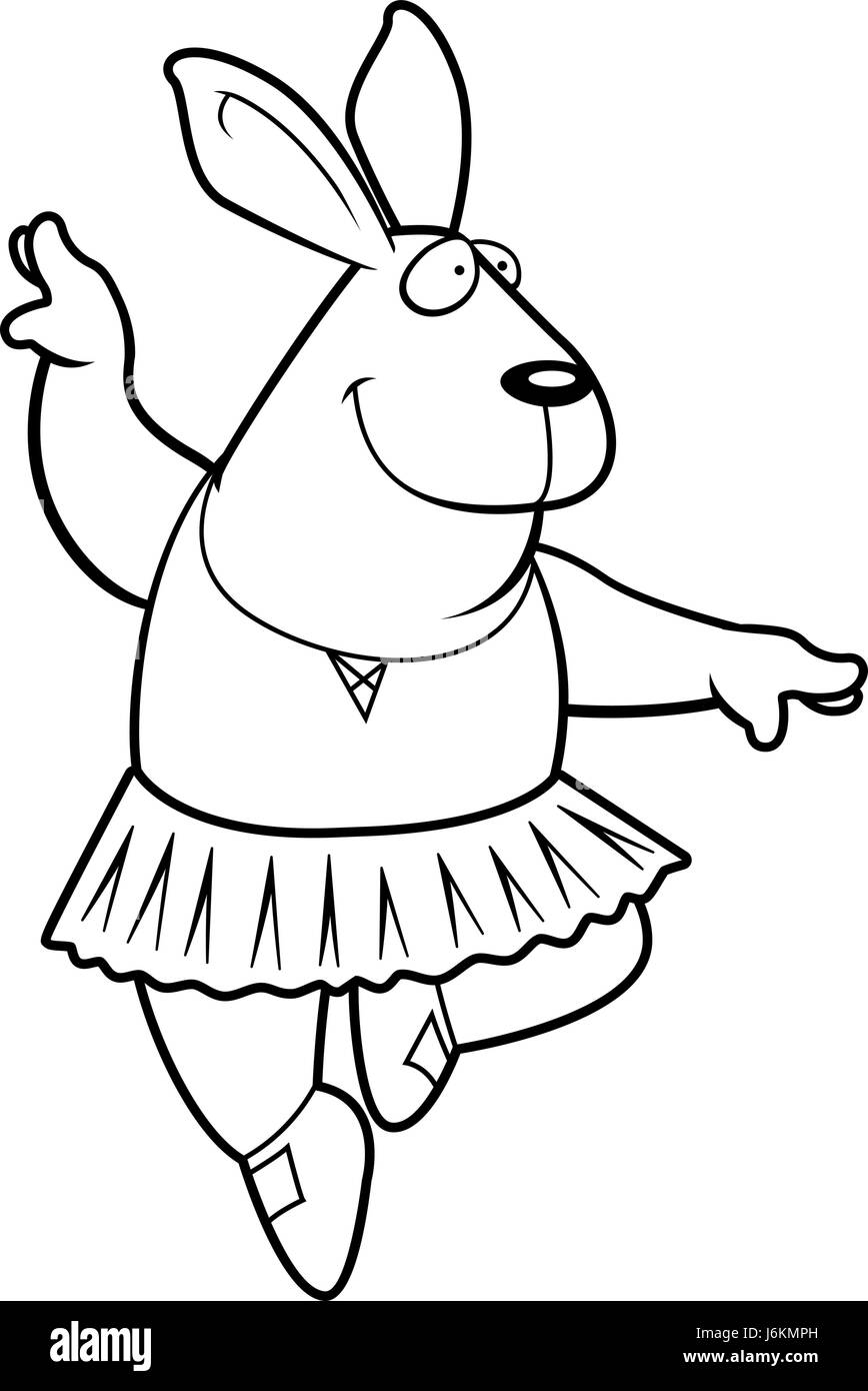 Un felice cartoon ballerina di coniglio in un tutu. Illustrazione Vettoriale