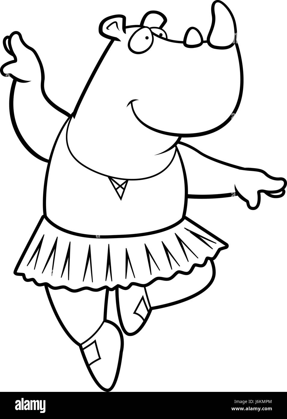 Un felice cartoon rhino ballerina in un tutu. Illustrazione Vettoriale