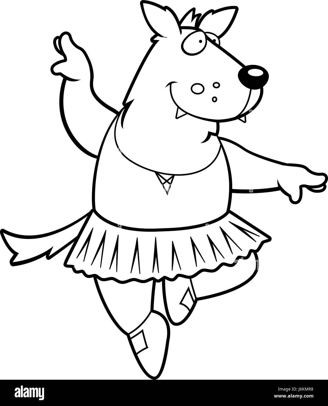 Un cartoon lupo ballerina in un tutu. Illustrazione Vettoriale