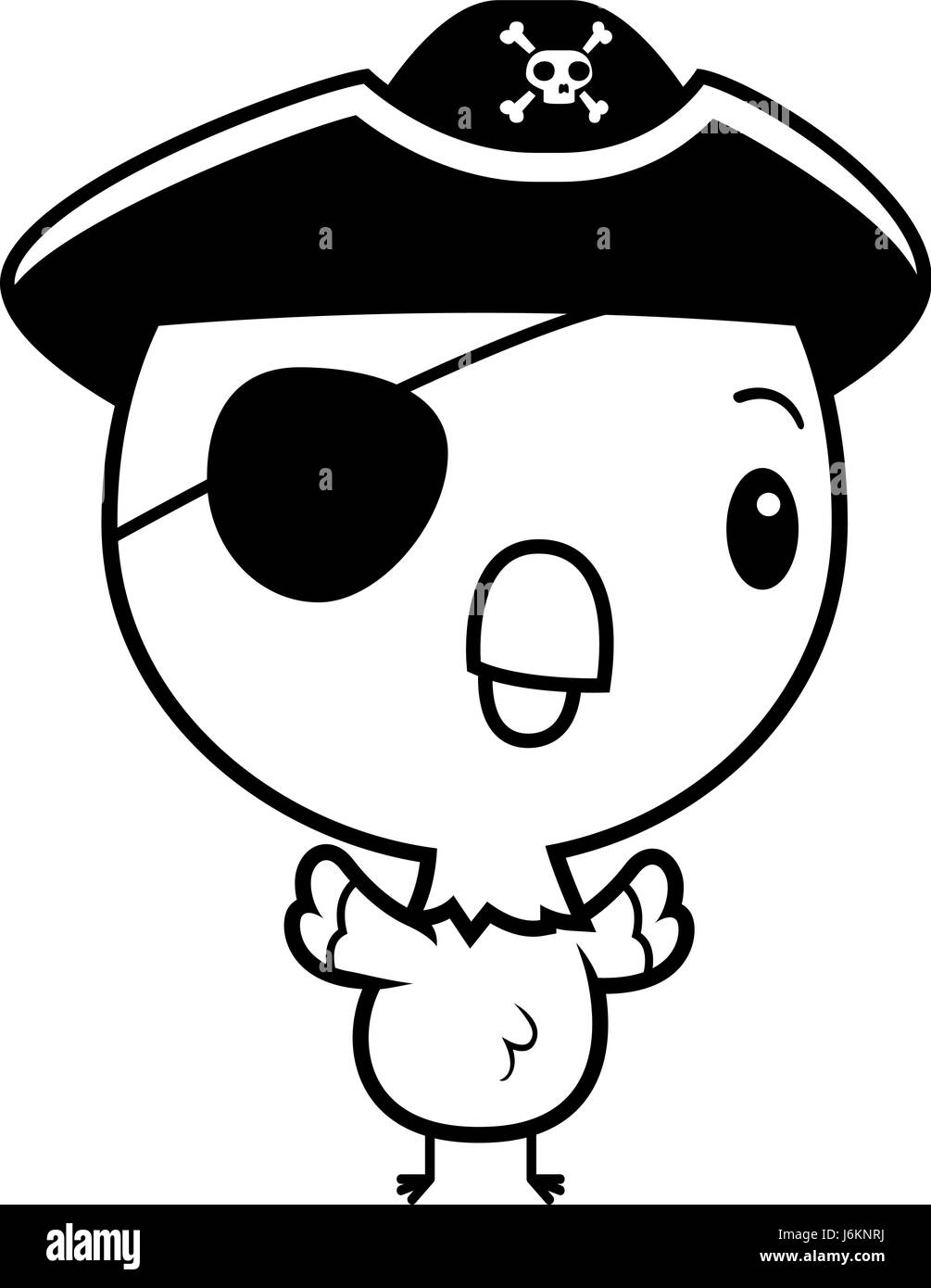 Un cartoon illustrazione di un bambino pappagallo permanente dei pirati. Illustrazione Vettoriale