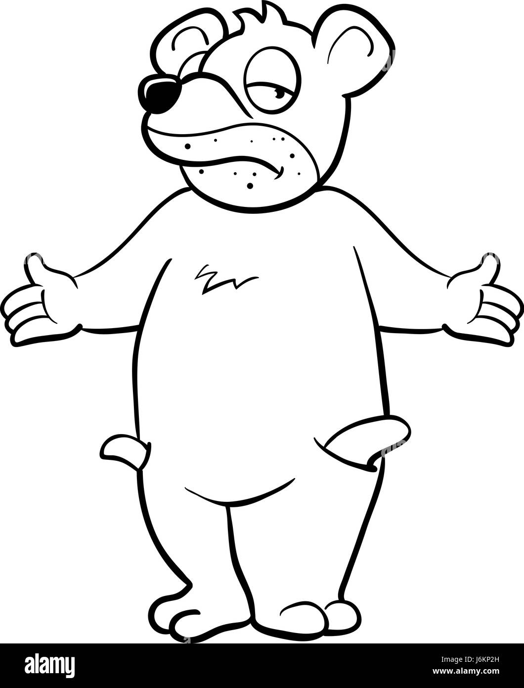 Un cartoon orso con le sue tasche rovesciato. Illustrazione Vettoriale