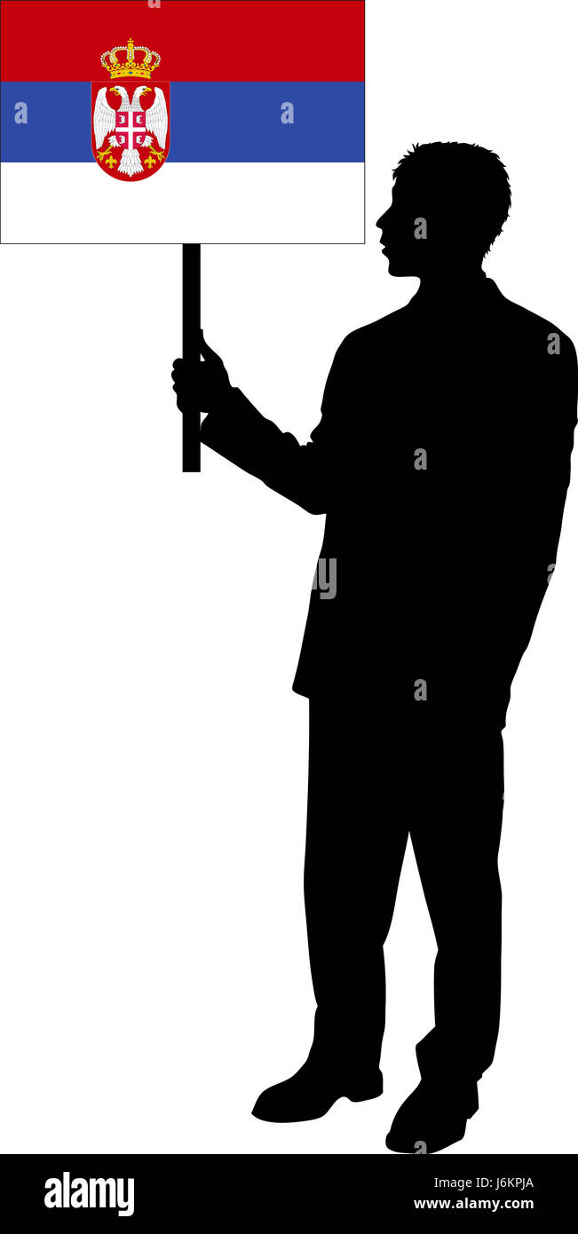 Bandiera serbia Umano human essendo persona poster bandiera i rapporti aziendali deal Foto Stock