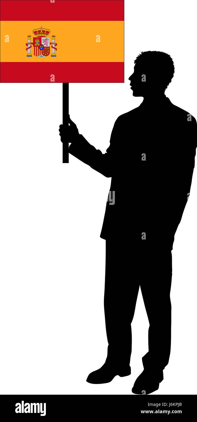 Bandiera della Spagna Umano human essendo persona spagna bandiera poster i rapporti aziendali deal Foto Stock