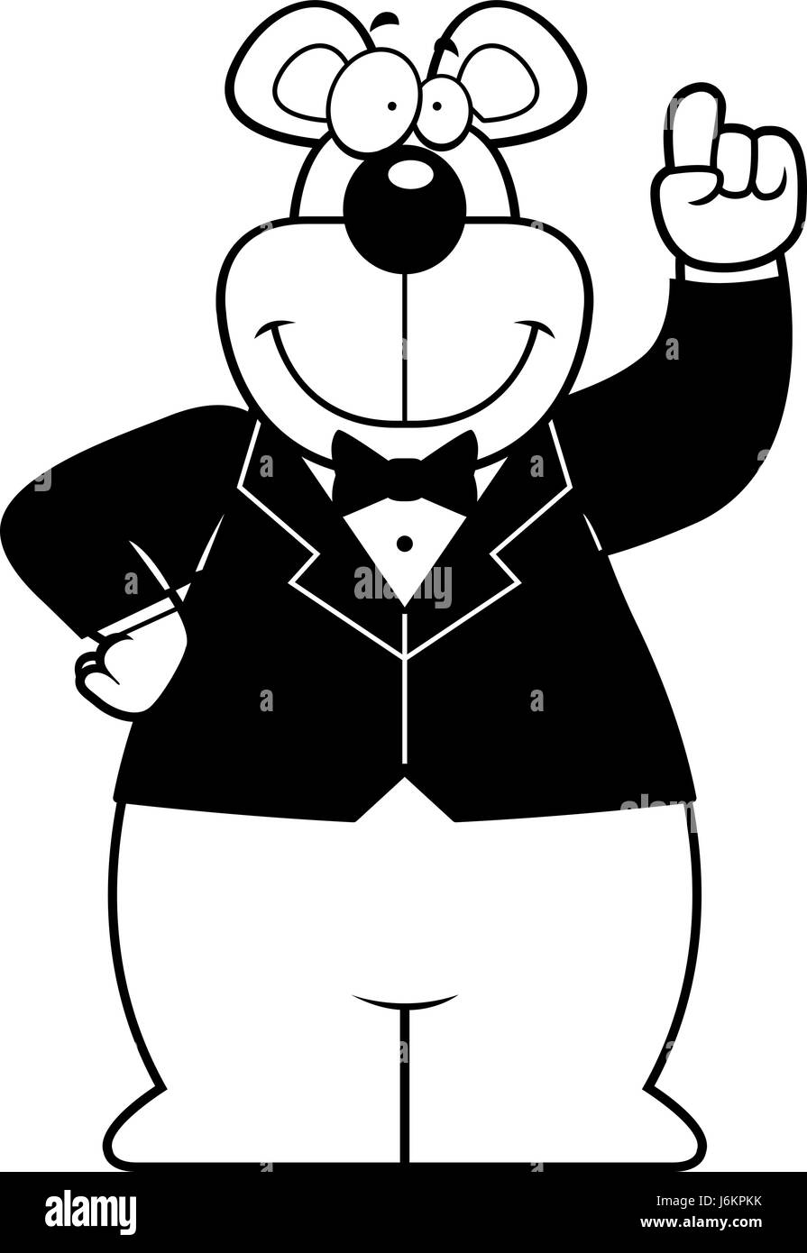 Un cartoon illustrazione di un orso in uno smoking. Illustrazione Vettoriale