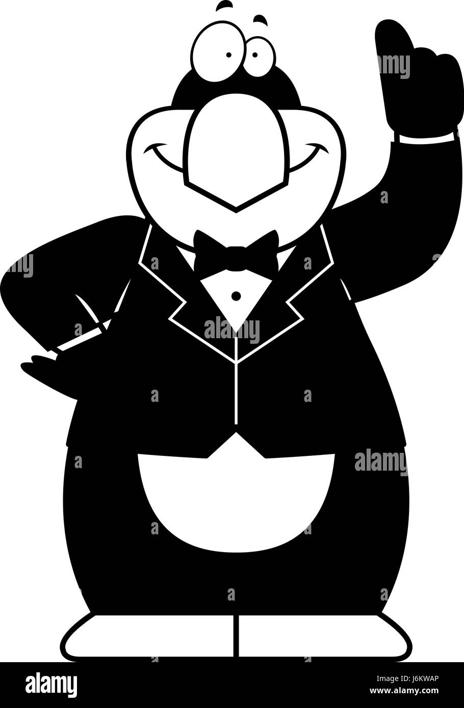 Un cartoon illustrazione di un pinguino in uno smoking. Illustrazione Vettoriale