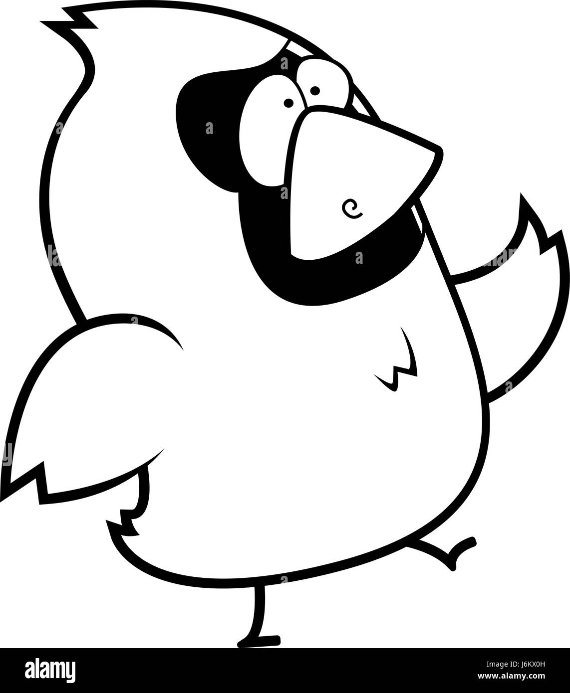 Un cartoon rosso cardinale camminare su due gambe. Illustrazione Vettoriale