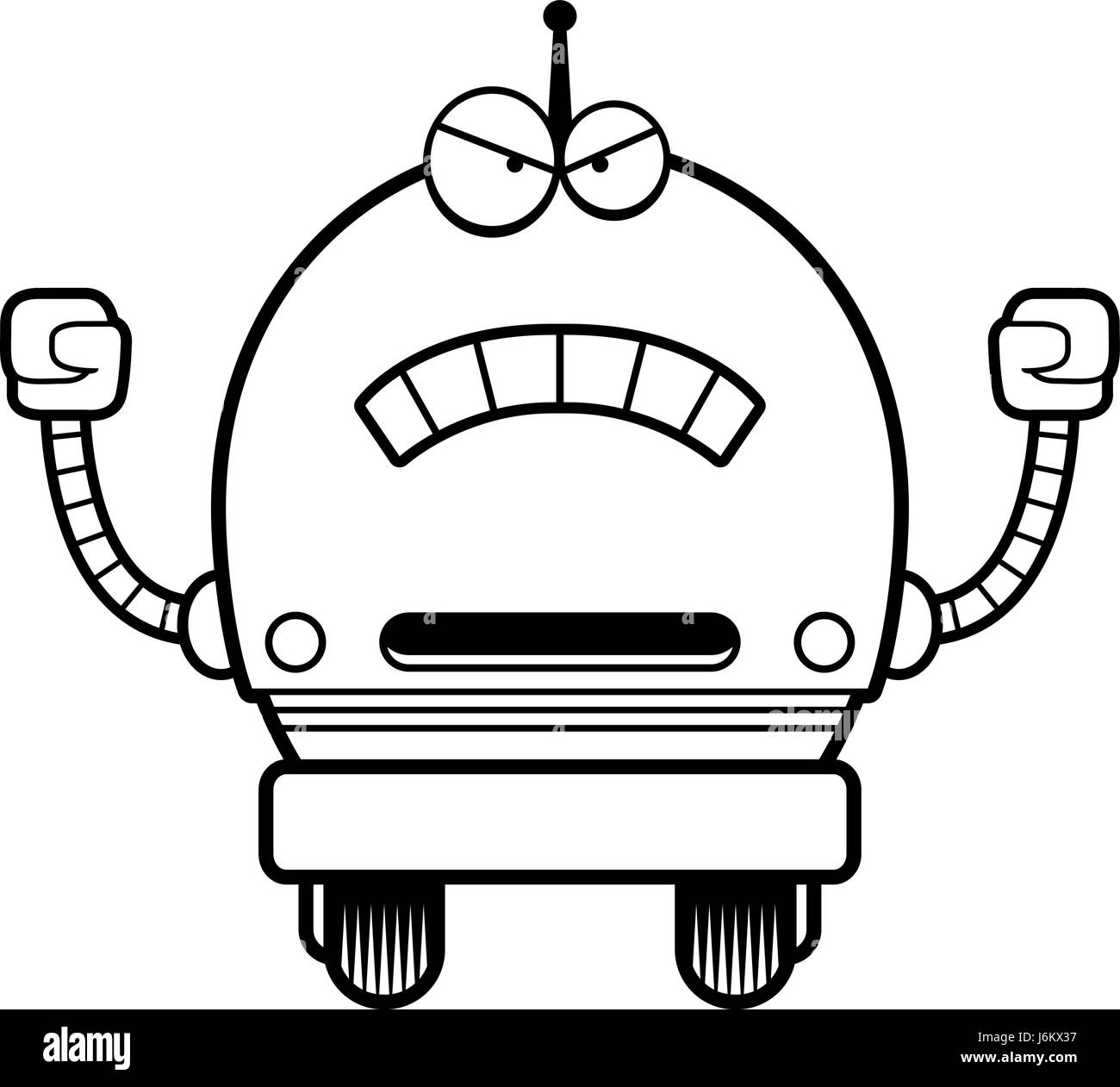 Un cartoon illustrazione di un maschio blu robot cercando arrabbiato. Illustrazione Vettoriale