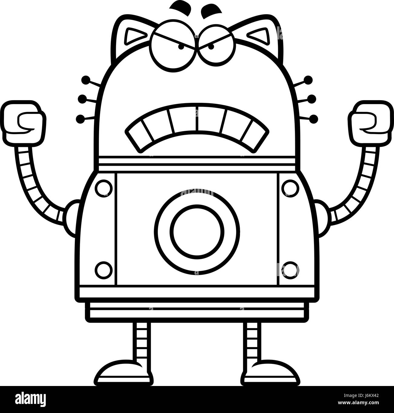 Un cartoon illustrazione di un robot cat cercando arrabbiato. Illustrazione Vettoriale