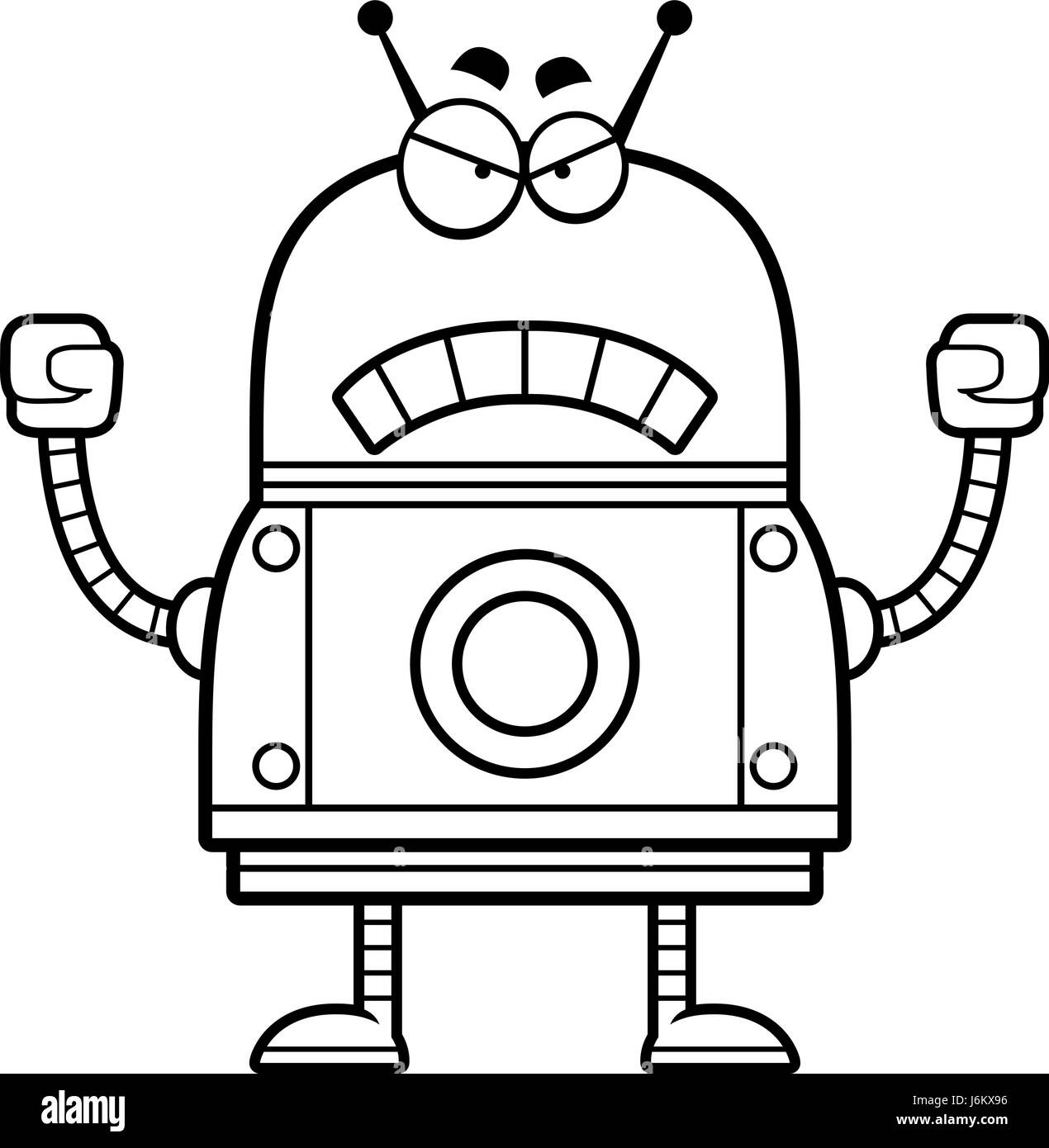 Un cartoon illustrazione di un robot rosso cercando arrabbiato. Illustrazione Vettoriale