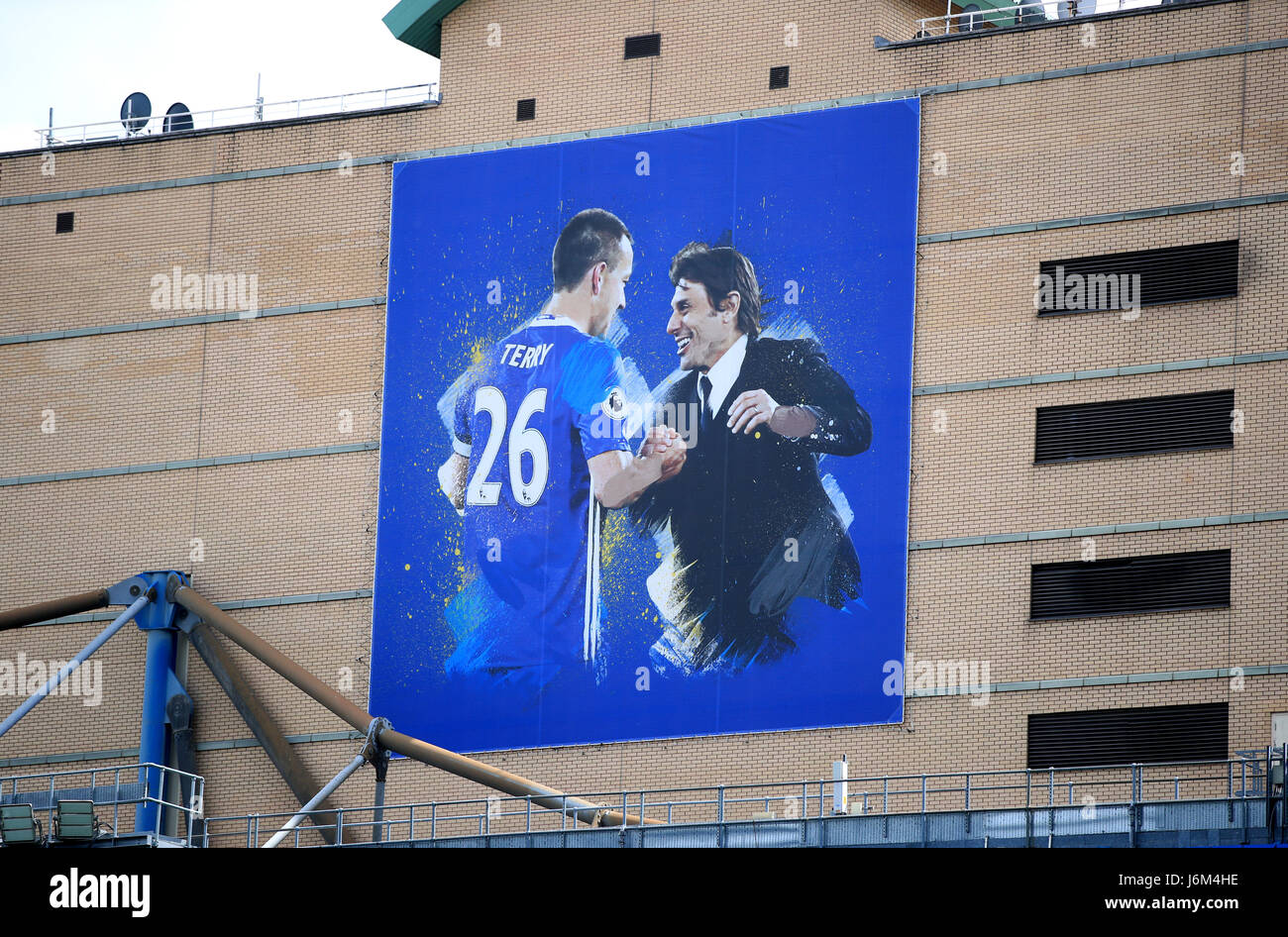 A John Terry e Antonio Conte murale in anticipo della Premier League a Stamford Bridge, Londra. Foto Stock