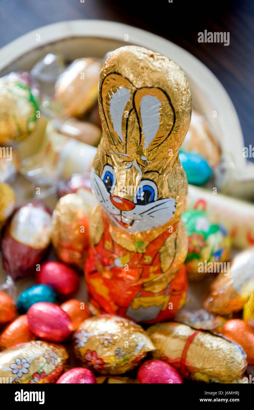 Colorato colorato splendida molteplici riccamente colorati orecchie piastra di pasqua lepre Foto Stock