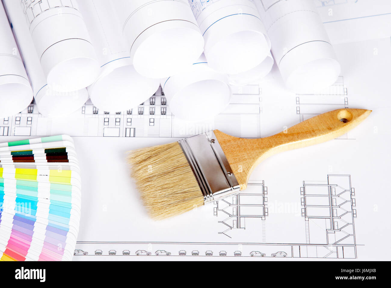 Costruzione casa diagramma architettonico del modello di colore del progetto piano di concetto Foto Stock