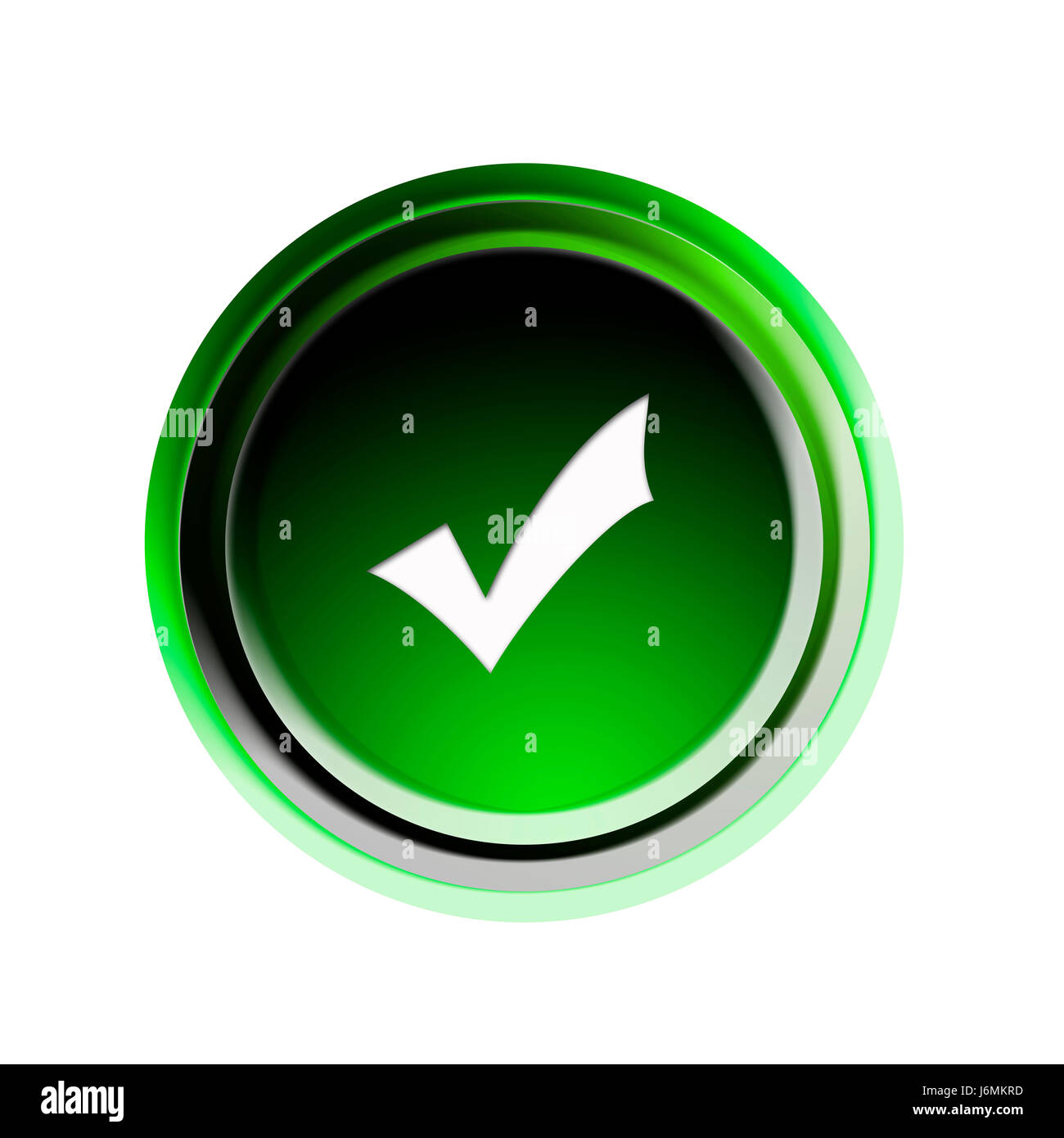 Ok ordinare gancio consenso sul pulsante Sì in isolati simbolico opzionale graphic green Foto Stock