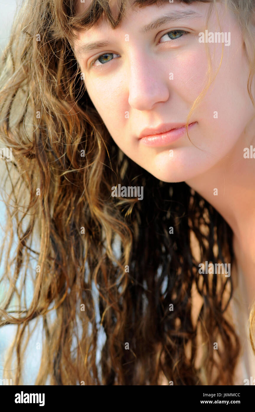 Salute della donna giovane pulito più giovane donna di bellezza blue esseri umani gli esseri umani persone Foto Stock