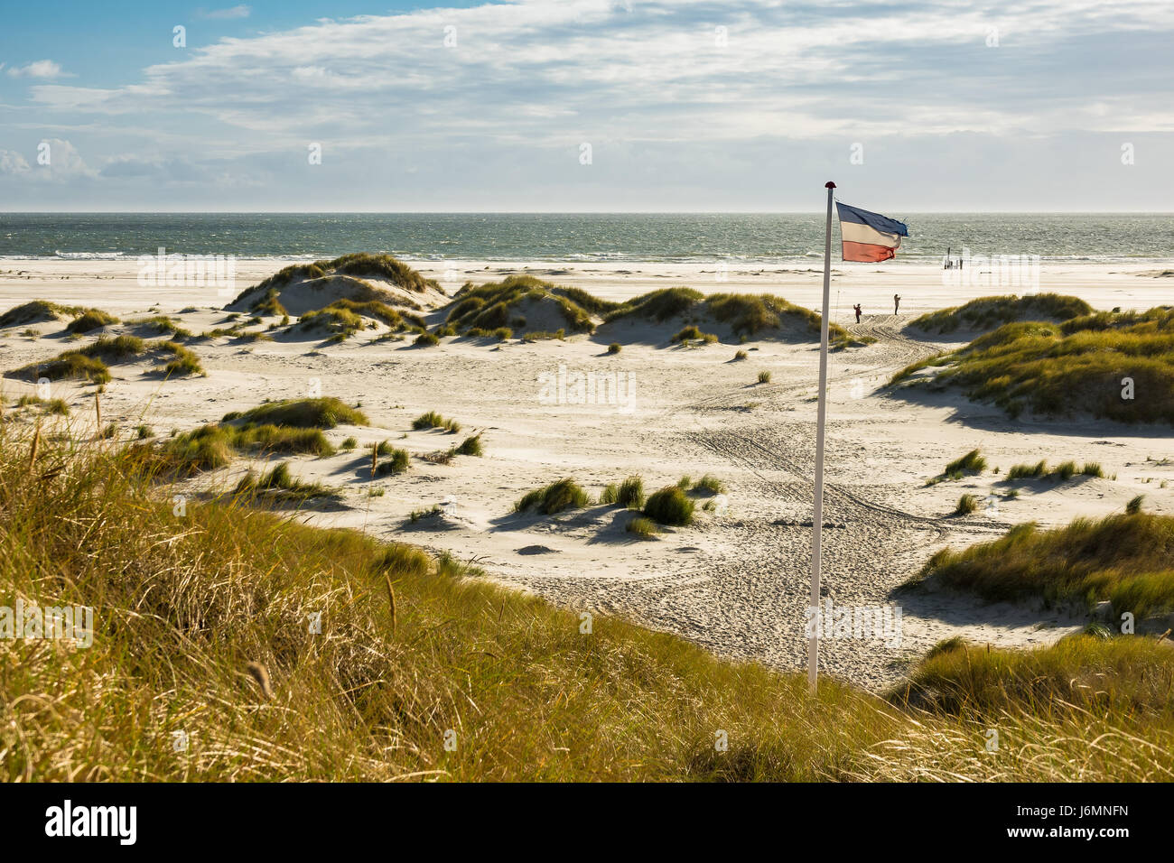 Dune sulla costa del Mare del Nord dell'isola Amrum, Germania. Foto Stock